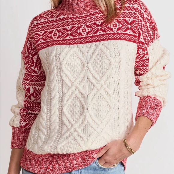 Vineyard Vines Chunky Fair Isle Mock Neck Merino Wool & Cashmere Blend Sweater - Picture 2 of 8